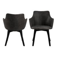 Nøra Freja armstoel | zwart metaal onderstel | stof Preston - antraciet