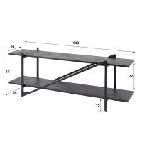 Kingsley tv-meubel 140 cm - grijs