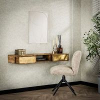 Kelsie kaptafel 2L - brass/massief mango bruin