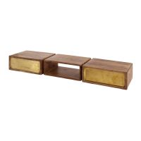 Kelsie kaptafel 2L - brass/massief mango bruin