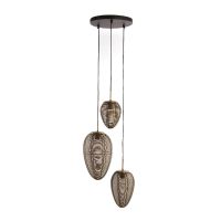 Yaelle hanglamp 3L Ø36x97 cm - antiek brons/mat zwart - OUTLET B