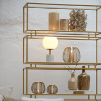 Medina tafellamp Ø20x35 cm glas mat wit/antiek brons van het woonmerk Light&Living