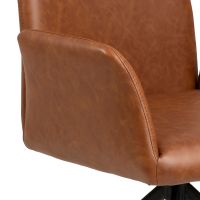 Nøra Waylor draaibare armstoel | zwart metaal onderstel | PU retro - cognac