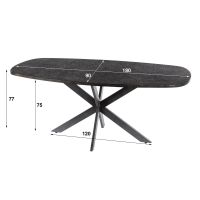 Lazio eettafel deens ovaal 180 cm - donkergrijs