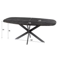 Lazio eettafel deens ovaal 215 cm - donkergrijs