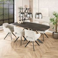 Lazio eettafel deens ovaal 215 cm - donkergrijs