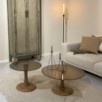 Faye bijzettafel ø75 cm hout/glas - almond