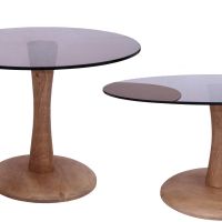 Faye bijzettafel ø75 cm hout/glas - almond