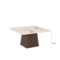 Bottecino bijzettafel vierkant 75 cm - donkerbruin/beige