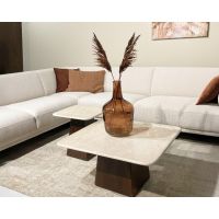 Bottecino bijzettafel vierkant 45 cm - donkerbruin/beige