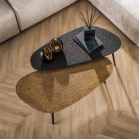 Lazio salontafel ovaal grijs/goud | set van 2 van het woonmerk Fraaai
