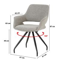 Livingfurn Capp draaibare eetkamerstoel - taupe