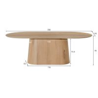 Novero eettafel ovaal 230 cm - naturel