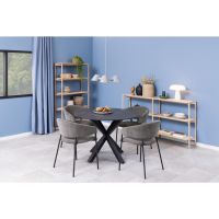 Nøra Eira armstoel | zwart metaal onderstel | stof Danny - donkergrijs