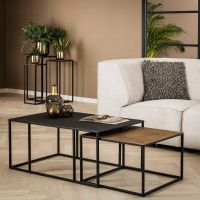 Miranda salontafel set van 2 rechthoek iron metallic - grijs