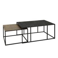 Miranda salontafel set van 2 rechthoek iron metallic - grijs