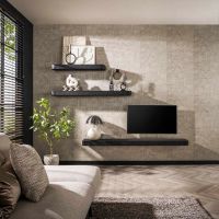 Sani wandplank - 150 cm - metallic - zwart