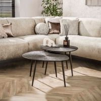 Daisy salontafel metaal organisch set van 2 - brons donkerbruin