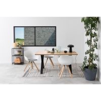 Nøra Tøno armstoel | rubberwood oak onderstel | stof Malmo - lichtgrijs/wit