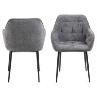 Kari armstoel | zwart metaal onderstel | stof Skyland - antraciet