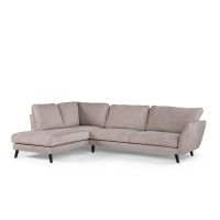 Collin 3-zits hoekbank links stof - beige/poot zwart