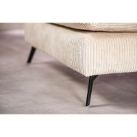 Amber 3-zits hoekbank links ribstof - beige/poot zwart