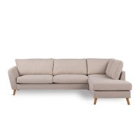 Kenya 3-zits hoekbank rechts stof - beige/poot eiken