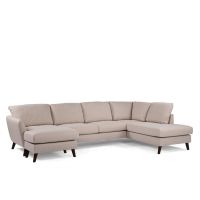 Aida 3-zits U-bank rechts stof - beige/poot zwart