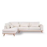 Loris 3-zits hoekbank links stof - champagne