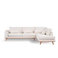 Loris 3-zits hoekbank rechts stof - champagne