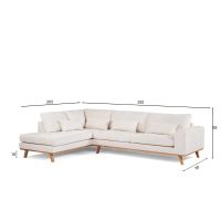 Loris 3-zits hoekbank rechts stof - champagne