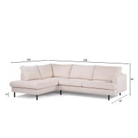 Lois 3-zits hoekbank rechts stof - beige