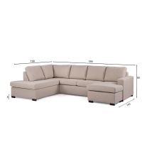 Eddie 3-zits hoekbank rechts stof - beige