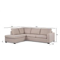 Angel 3-zits hoekbank rechts stof - beige