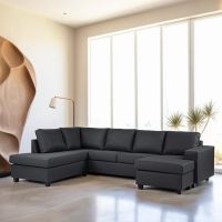 Nola 3-zits hoekbank links stof - antraciet