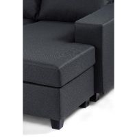 Nola 3-zits hoekbank links stof - antraciet