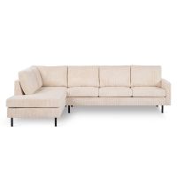 David 3-zits hoekbank links ribstof - beige