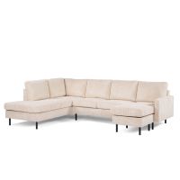 Silon 3-zits hoekbank links ribstof - beige