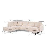 Silon 3-zits hoekbank links ribstof - beige