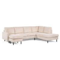 Silon 3-zits hoekbank rechts ribstof - beige