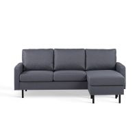 Nola 3-zitsbank L+R stof - donkergrijs