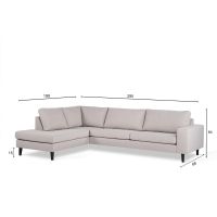 Cover 3-zits hoekbank rechts stof - grijs