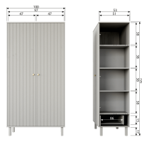 Madu garderobekast grenen 194,5 cm wolkengrijs van het woonmerk Woood