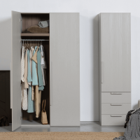 Rens 2-deurs wandkast 110 cm notenhout kiezelgrijs van het woonmerk Woood