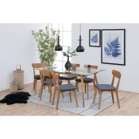 Nøra Aiko eetkamerstoel | naturel oak onderstel | stof Corsica - donkergrijs