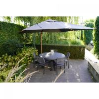 Zweefparasol VirgoFlex houtlook Ø3,5mtr - grijs