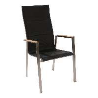 Stapelstoel hoge rug Marmaris RVS - zwart