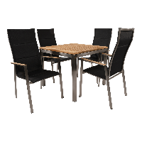 Stapelstoel hoge rug Marmaris RVS - zwart