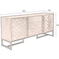 Class dressoir hoog MDF 45x180x80 cm bruin/goud