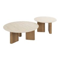 Dexter salontafel set van 2 rechthoekige poot - mdf/keramiek travertine